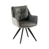 Scaun dining, gri, tapiserie textil si cadru metalic, rotativ, 62x61x86 cm Luna HARO